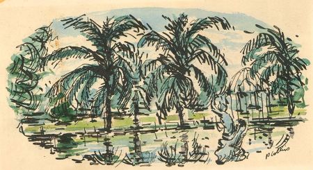 Peter Collins ARCA - Mid 20th Century Watercolour, Palm Tree Paradise