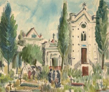 Peter Collins ARCA - 20th Century Watercolour, European Graveyard