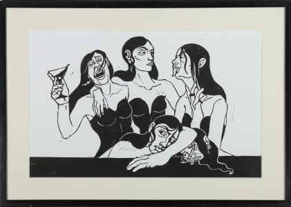 Isabelle Mulvany - 2022 Linoprint, Girl's Drinks