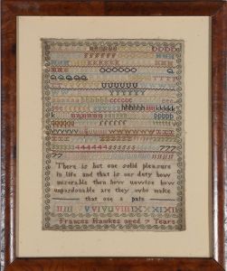Frances Hawkes- Late 19th Century, Victorian Needlework Sampler