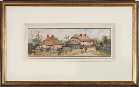Will Anderson (fl.1880-1895) - Framed Watercolour, Figures Before a Farmstead