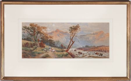 B. Owen - Framed 1880 Watercolour, Gathering Firewood