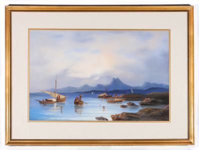 Italian School Early 20th Century Gouache - Rocky Inlet