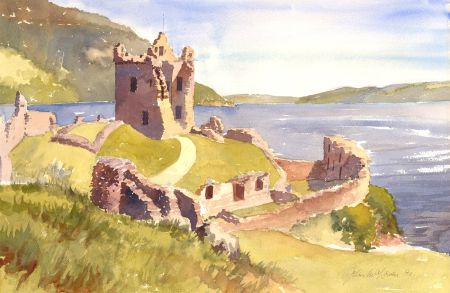 John McLaren - 1990 Watercolour, Urquhart Castle