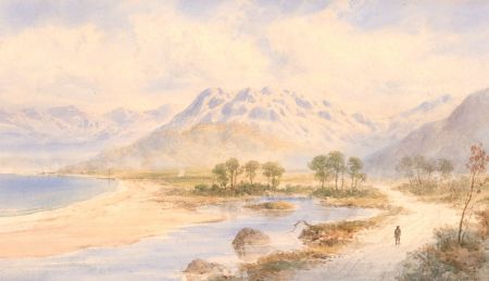 George Lothian Hall (1825-1888) - 1879 Watercolour, Mountain Lake