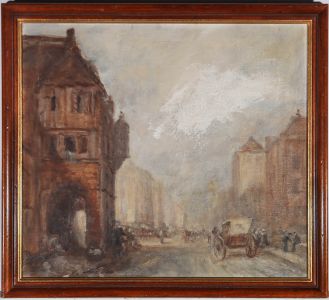 Frederick Charles Winby (1875-1959) - Early 20th Century Oil, Busy City Street