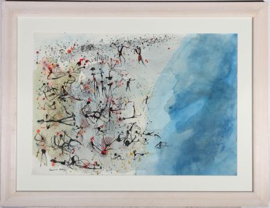 Sannie Drew (1903-1969) - Framed 1958 Watercolour, The Beach, St Ives