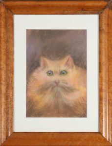 Early 20th Century Pastel - The Spooked Cat