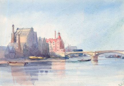 1899 Watercolour - City On The River