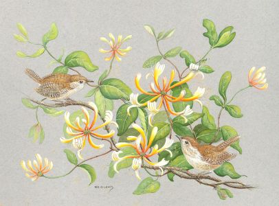 Ray G. Lewis - Signed 20th Century Gouache, Two Tweeting Birds