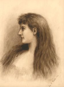 Ada R. Burton - Signed and dated 1892 Watercolour, Portrait of a Woman