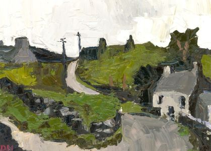 Daniel Nichols - Initialled Contemporary Oil, Rural Town