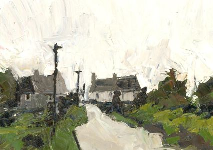 Daniel Nichols - Initialled Contemporary Oil, Village Street