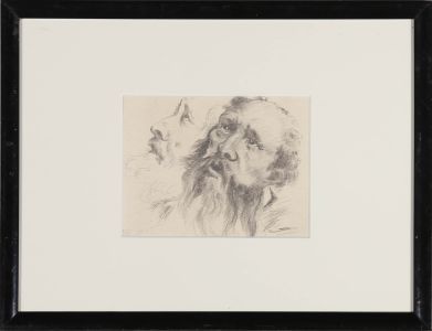 B.K - Framed Early 20th Century Graphite Drawing, Emotional Gaze