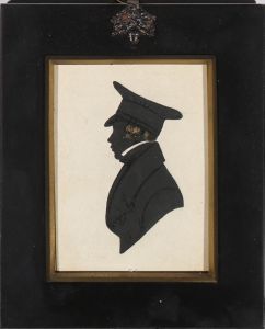 Miniature 19th Century Indian Ink - Silhouette of a Young Officer