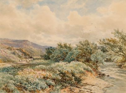 Arthur Wilde Parsons RA (1854-1931) - 1891 Watercolour, Moving the Herd