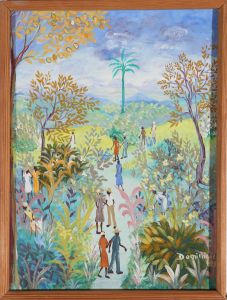 François-Lemercier Délima Dominique - 1979 Gouache, Botanical Back Garden