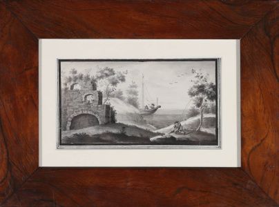 Framed Early 19th Century Pen and Ink Drawing - Sporting Pursuits