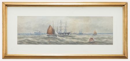 Early 20th Century Watercolour - Tall Ships At Sea