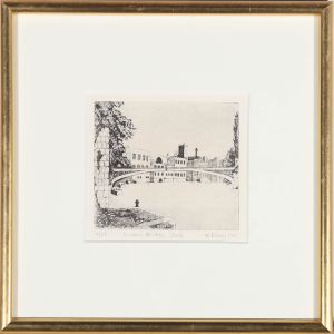 Evans - Framed 1985 Etching, Lendal Bridge, York