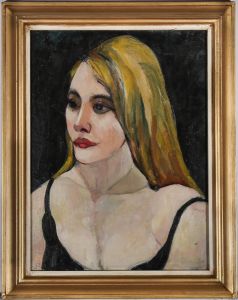 Vaughan - Framed Contemporary Oil, Blonde Lady