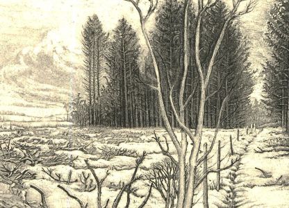 Peter Ford (b.1937) - 20th Century Etching, January - The First Snow
