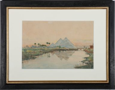 S. H. Tillmans - 1917 Watercolour, View of the Pyramids