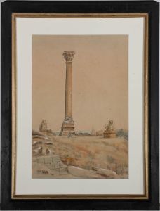S. H. Tillmans - 1917 Watercolour, Pompey's Pillar - Egypt