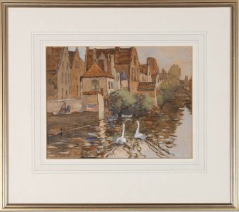 Grace Marion Collcutt (1875-1964) - Early 20th Century Watercolour, Two Swans