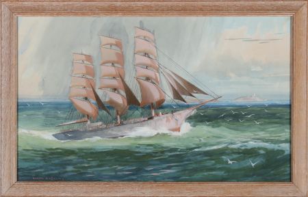 Ralph R. Keeling - Framed 1932 Watercolour, Fully Rigged