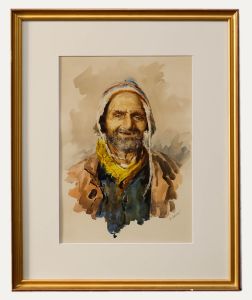 Gianni - Framed Italian School 20th Century Watercolour, A Weathered Smile