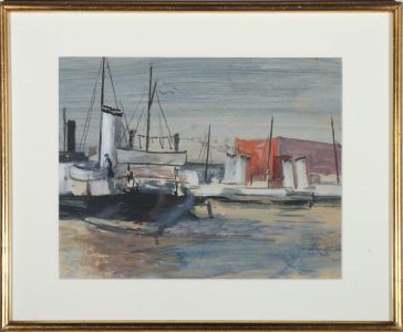 Mid 20th Century Watercolour - Morning at The Harbour