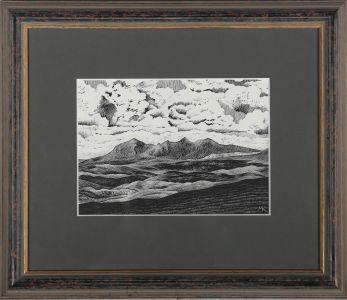 Mary King - Framed 20th Century Scratchboard, Quinnag