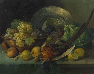 J. Urban - Late 19th Century Oil, Still Life, Fruit & a Pheasant