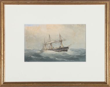 Richmond W. Markes (fl. 1890-1920) - Watercolour, Ship in Bad Weather