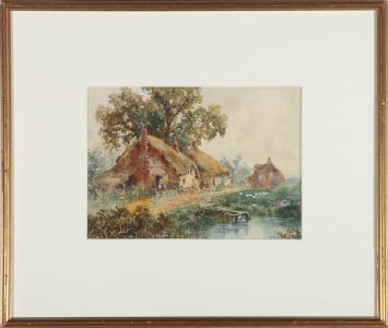 William Henry Harford - Framed 1871 Watercolour, A Cottage By A Pond