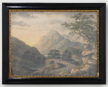 Framed Early 19th Century Watercolour - Resting at the Bridge