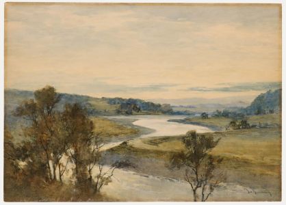 omas Bunting - Watercolour, Evening on the Dee from Ardo Lodge Gate