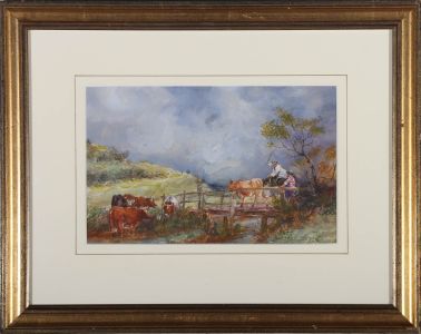 Manner of Peter de Wint - Framed Early 20th Century Watercolour, Herding Cattle