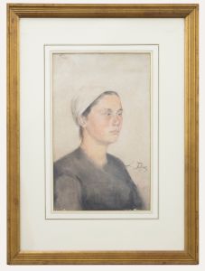 Framed Late 19th Century Watercolour - Peasant Women