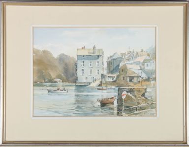 Ley Kenyon (1921-1991) - Framed 1985 Watercolour, Town Harbour