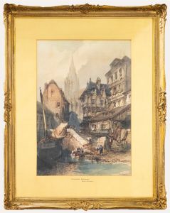 Paul Marny (1829-1914) - Framed 19th Century Watercolour, Caudebec, Normandy