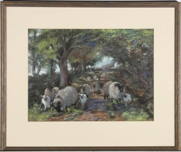 Jane Bennett Constable (b.1865) - 20th Century Pastel, The Wandering Flock