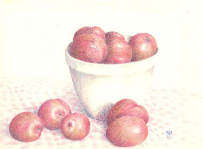 Wendy Trinder (1942-2020) - 20th Century Coloured Pencil, Bowl of Plums