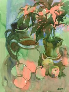 Contemporary Watercolour - Still life of Apples