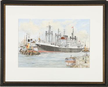 J.H. Drinkwater - 20th Century Watercolour, Liverpool Dock Scene