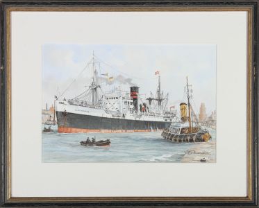 J.H. Drinkwater - 20th Century Watercolour, The Clan MacRae in Dock