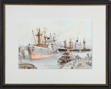 J.H. Drinkwater - 20th Century Watercolour, Ely Boats