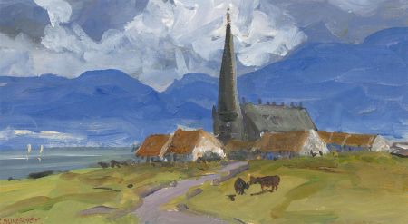 Robert Dunleavey (b.1970) - Contemporary Acrylic, Irish Village on the Lake