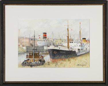 J.H. Drinkwater - 20th Century Watercolour, Warrington Locks